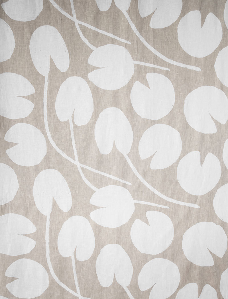 Water Lilies Linen Fabric, Sand