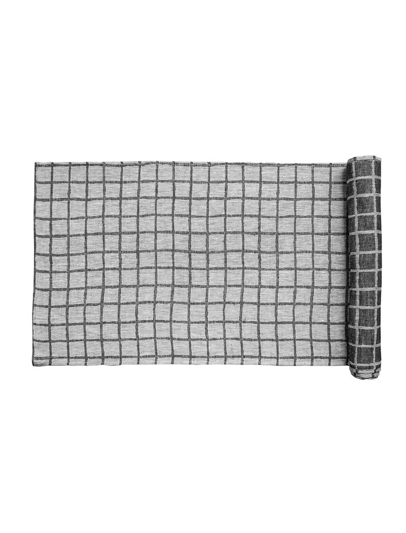 RUTIG JACQUARD WOVEN TABLE RUNNER, BLACK