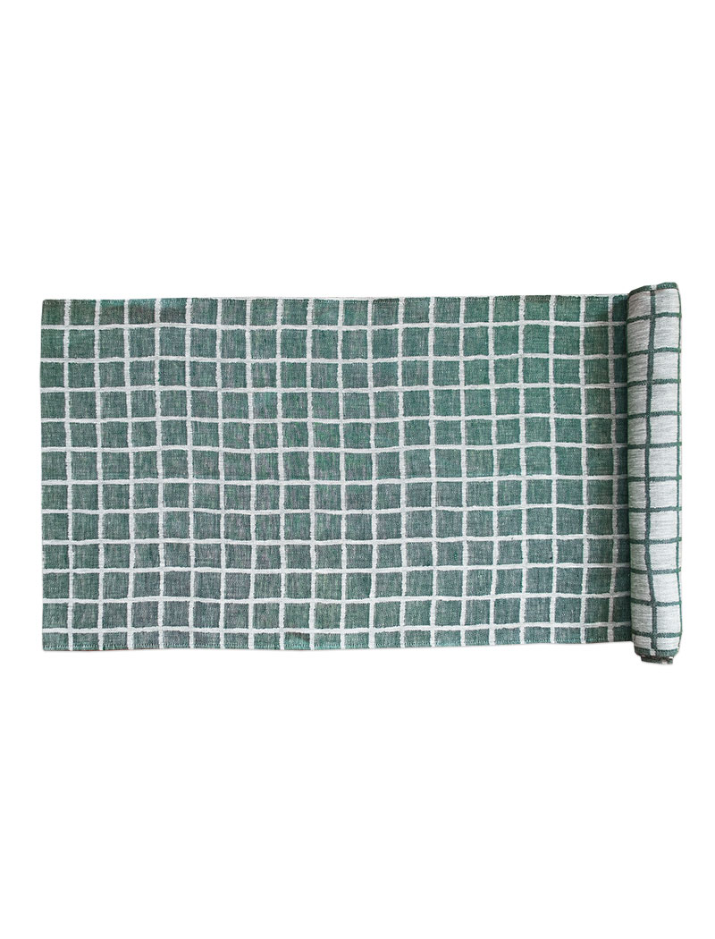 RUTIG JACQUARD WOVEN TABLE RUNNER, GREEN