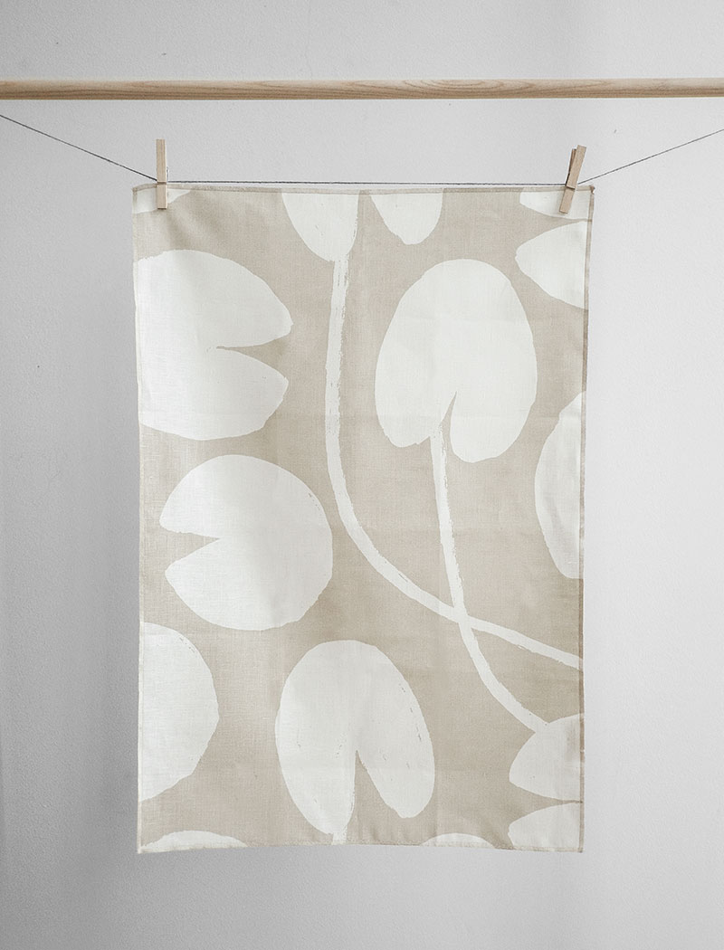 Water Lilies Tea Towel, Sand