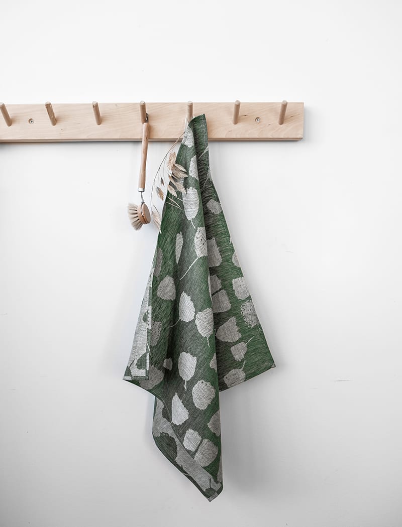 BOUQUET LINEN TEA TOWEL, GREEN