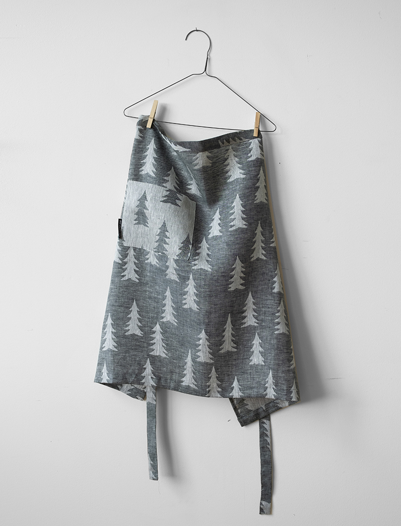 GRAN LINEN WAIST APRON, DARK GREEN