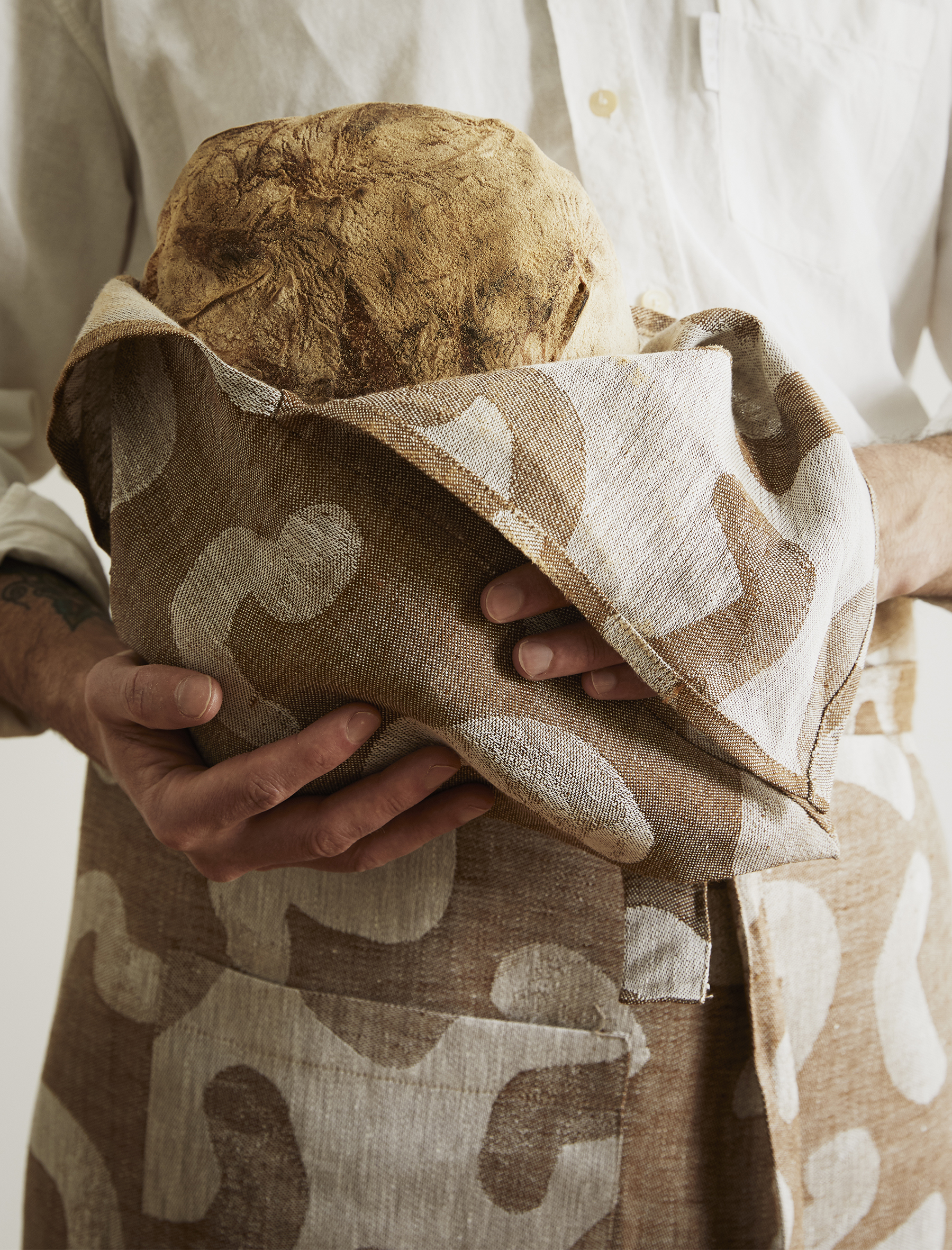 UDON LINEN TIE BAG, BROWN